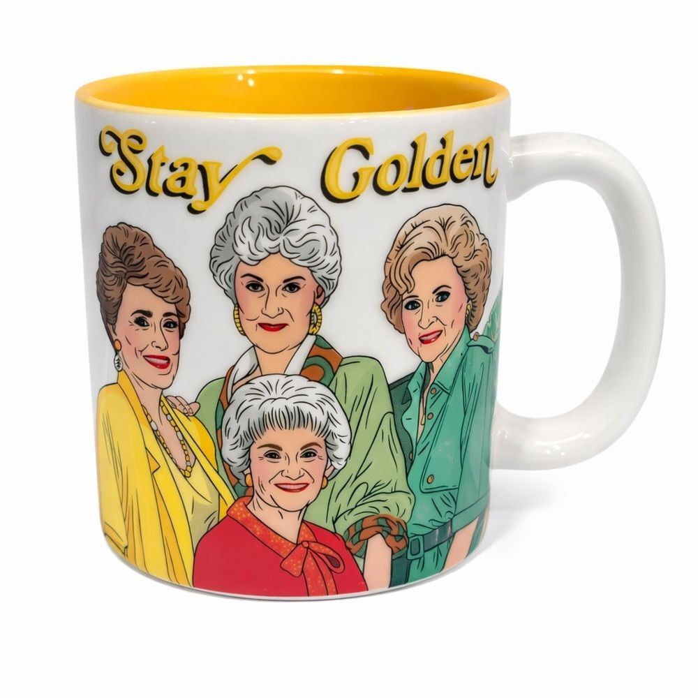 Stay Golden Ceramic Mug - White and Yellow NWOT